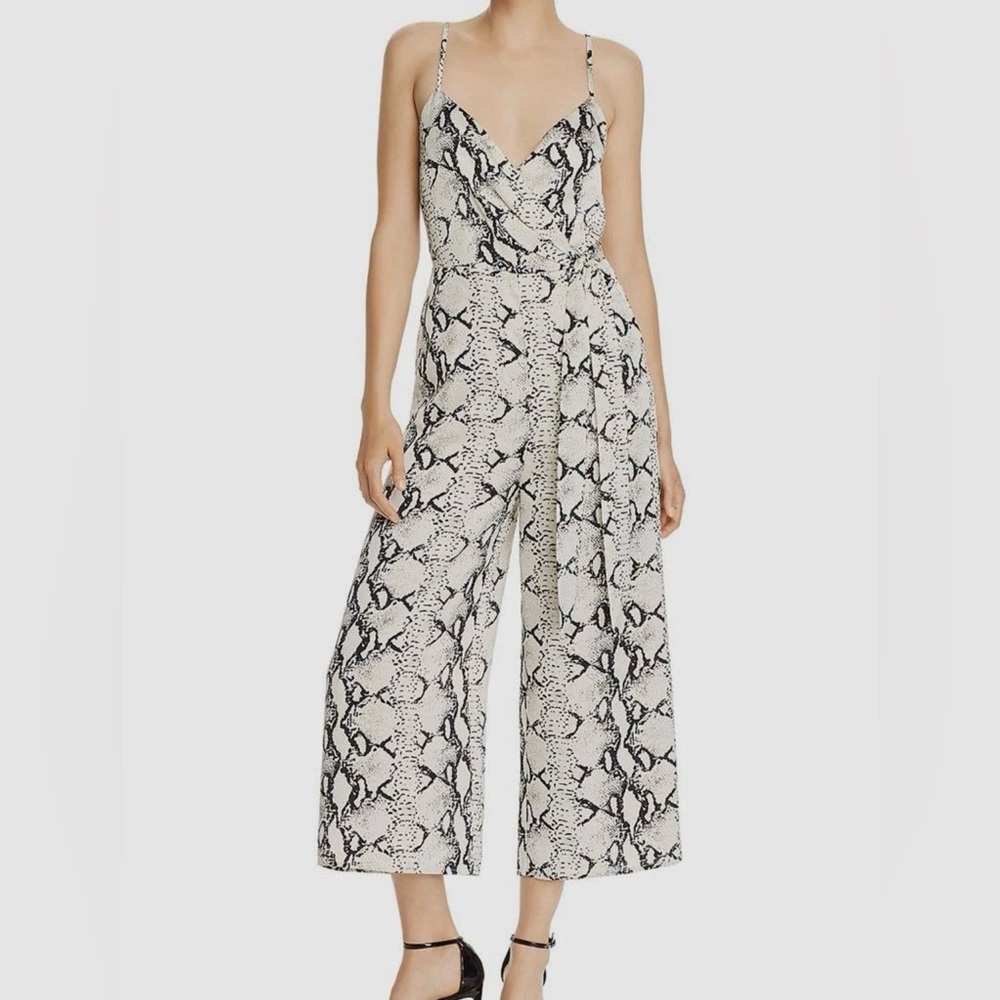 Aqua Brand New Snake Print Jumpsuit with Front Tie